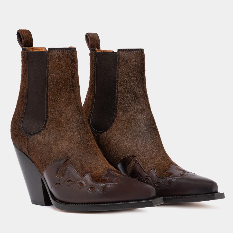 Women'S BUTTERO | Buttero Miley Ankle Boots In Brown Pony Skin B10701Vara-Dc1/A-Brown