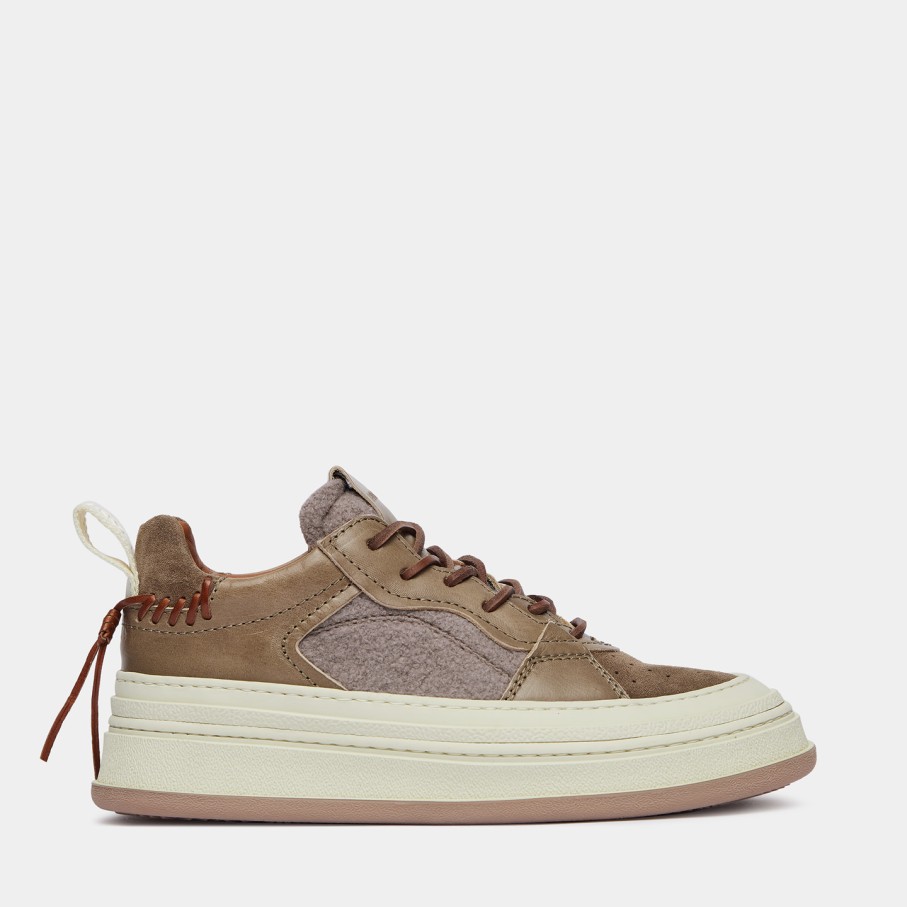 Women'S BUTTERO | Buttero Circolo Sneakers In Beige Brown Wool And Leather B10180Vara-Dg1/A-Taupe