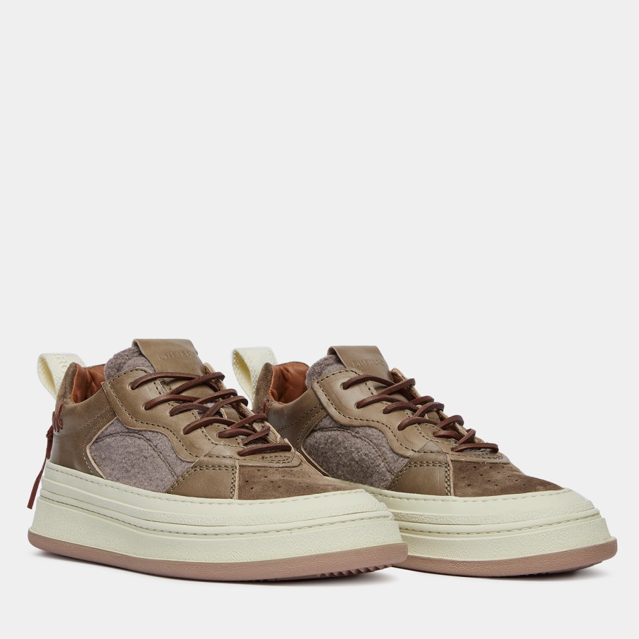 Women'S BUTTERO | Buttero Circolo Sneakers In Beige Brown Wool And Leather B10180Vara-Dg1/A-Taupe