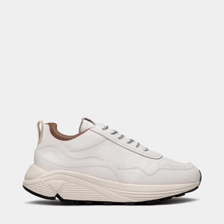 Men'S BUTTERO | Buttero Vinci Sneakers In Hammered Leather White B10050Mab-Ug1/02-Bianco