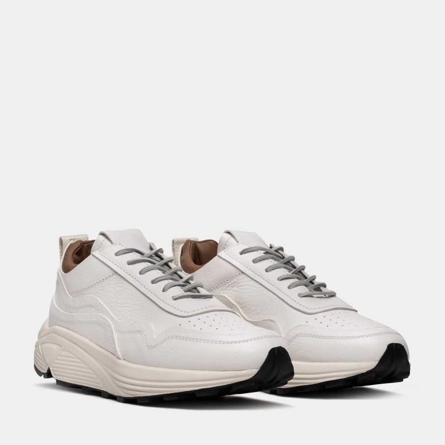 Women'S BUTTERO | Buttero Vinci Sneakers In Hammered Leather White B10050Mab-Ug1/02-Bianco