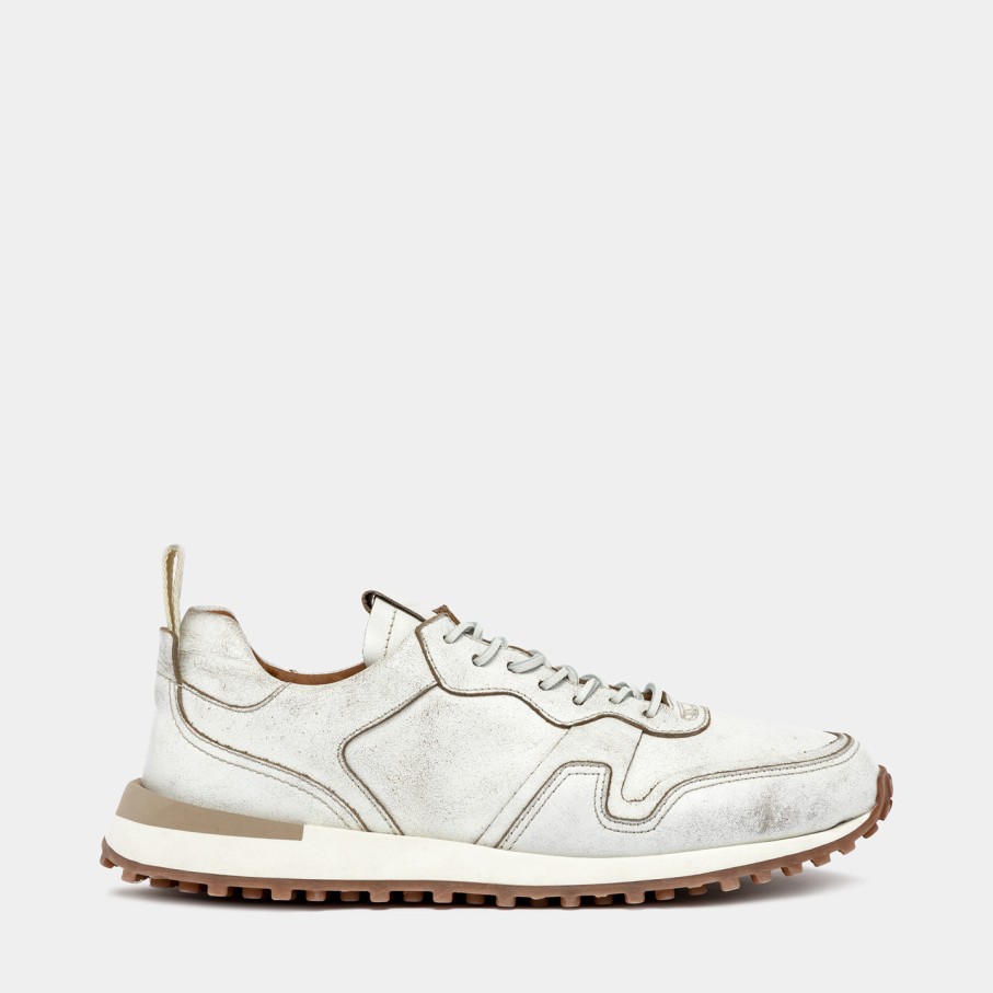 Men'S BUTTERO | Buttero Futura Sneakers In Used Leather White B10062Rube-Ug1/02-Bianco