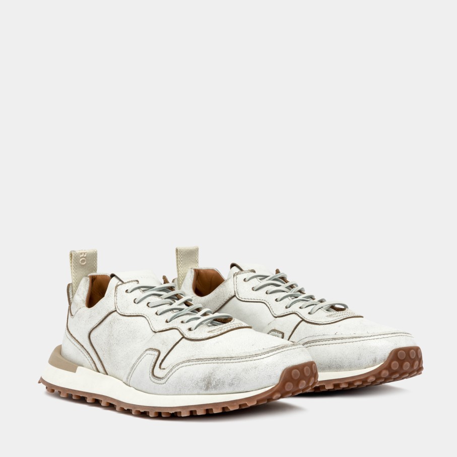 Men'S BUTTERO | Buttero Futura Sneakers In Used Leather White B10062Rube-Ug1/02-Bianco