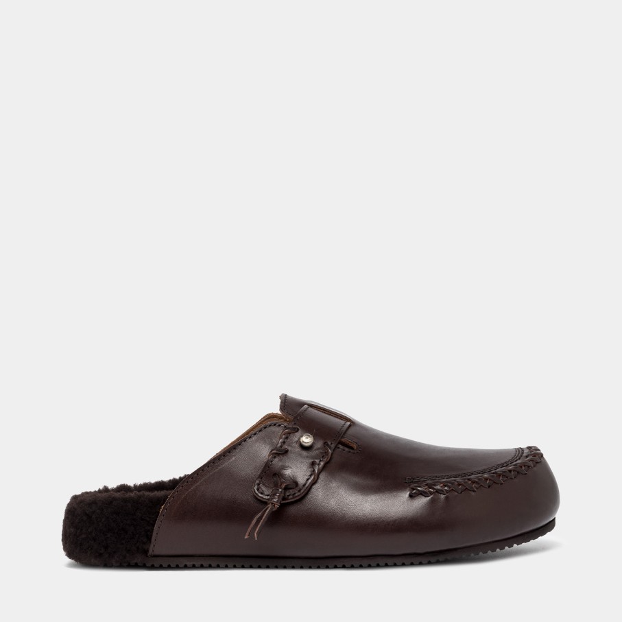 Men'S BUTTERO | Buttero Glamping Sabot In Ebony Black Leather B10552Vara-Ug1/A-Ebano