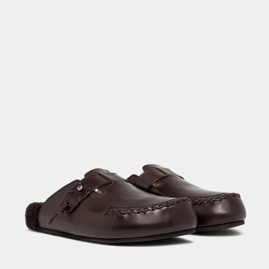 Men'S BUTTERO | Buttero Glamping Sabot In Ebony Black Leather B10552Vara-Ug1/A-Ebano