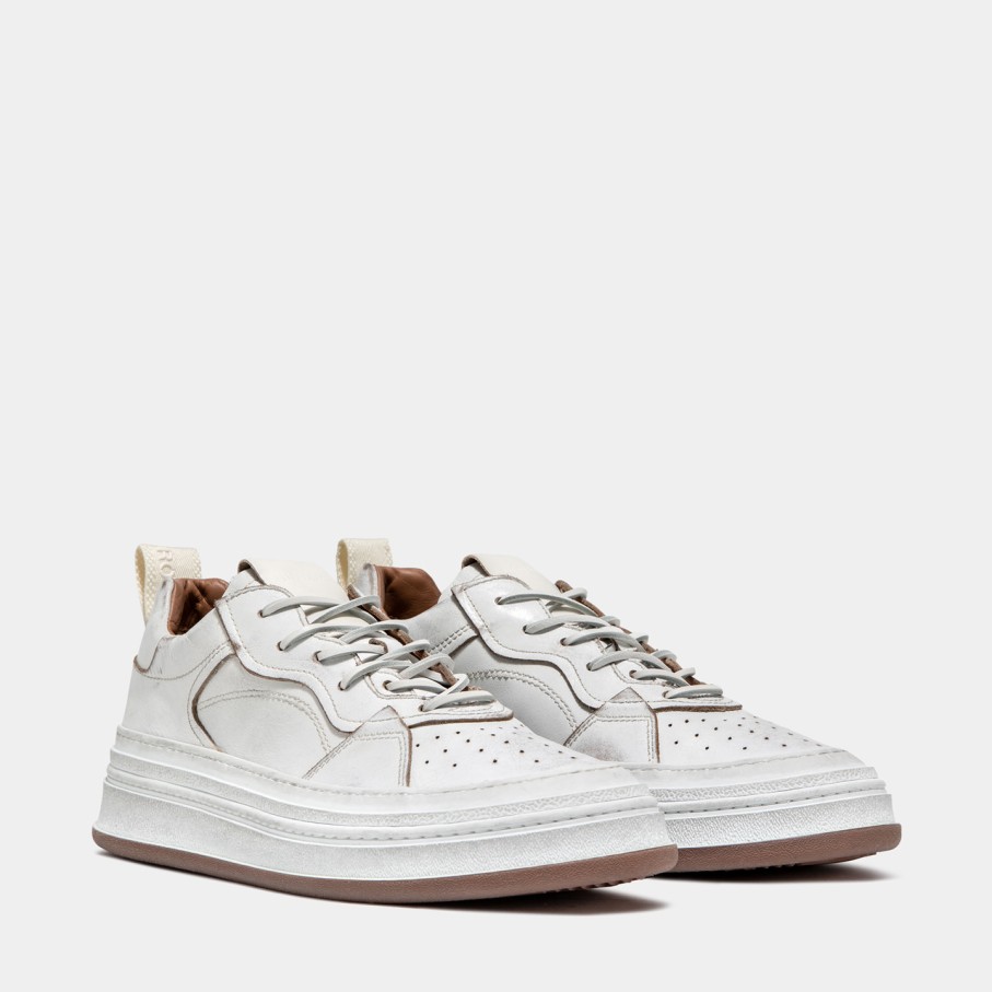 Women'S BUTTERO | Buttero Circolo Sneakers In Used Leather White B10040Rube-Ug1/02-Bianco