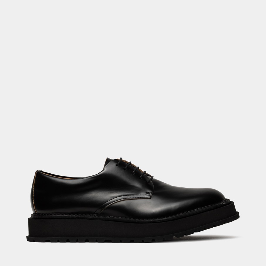 Men'S BUTTERO | Buttero Aedi Derby Shoes In Black Brushed Leather B10080Elbfa-Ug1/01-Nero