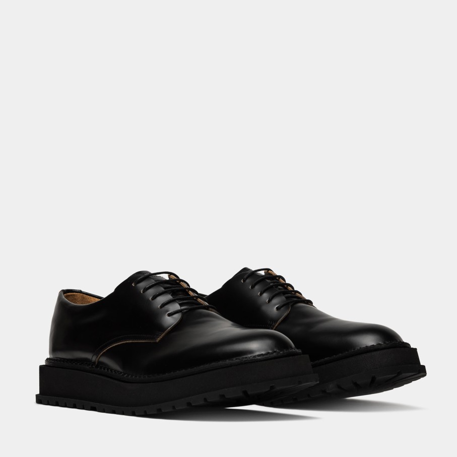 Men'S BUTTERO | Buttero Aedi Derby Shoes In Black Brushed Leather B10080Elbfa-Ug1/01-Nero